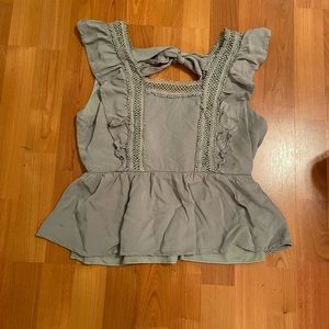 Jun & Ivy Sage Peplum Blouse